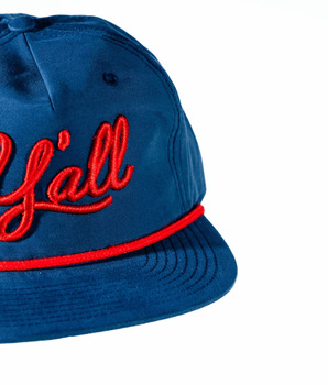 Y'all Rope Hat - Navy & Red